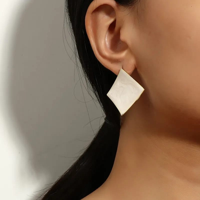 White Irregular Exaggerated Earrings