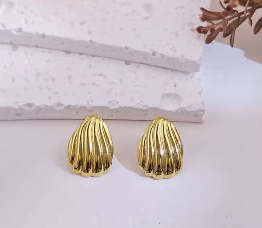 Shell Geometrical Stud Earrings