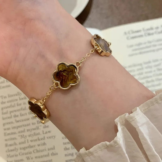 Brown Five-Leaf Clover Bracelet