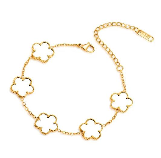 White Five-Leaf Clover Bracelet